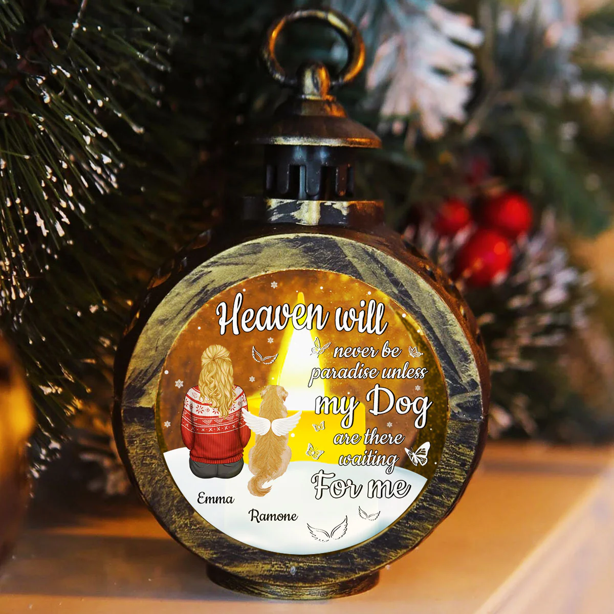 Heaven Will Never Be Paradise - Personalized Custom Christmas Lantern - Image 4