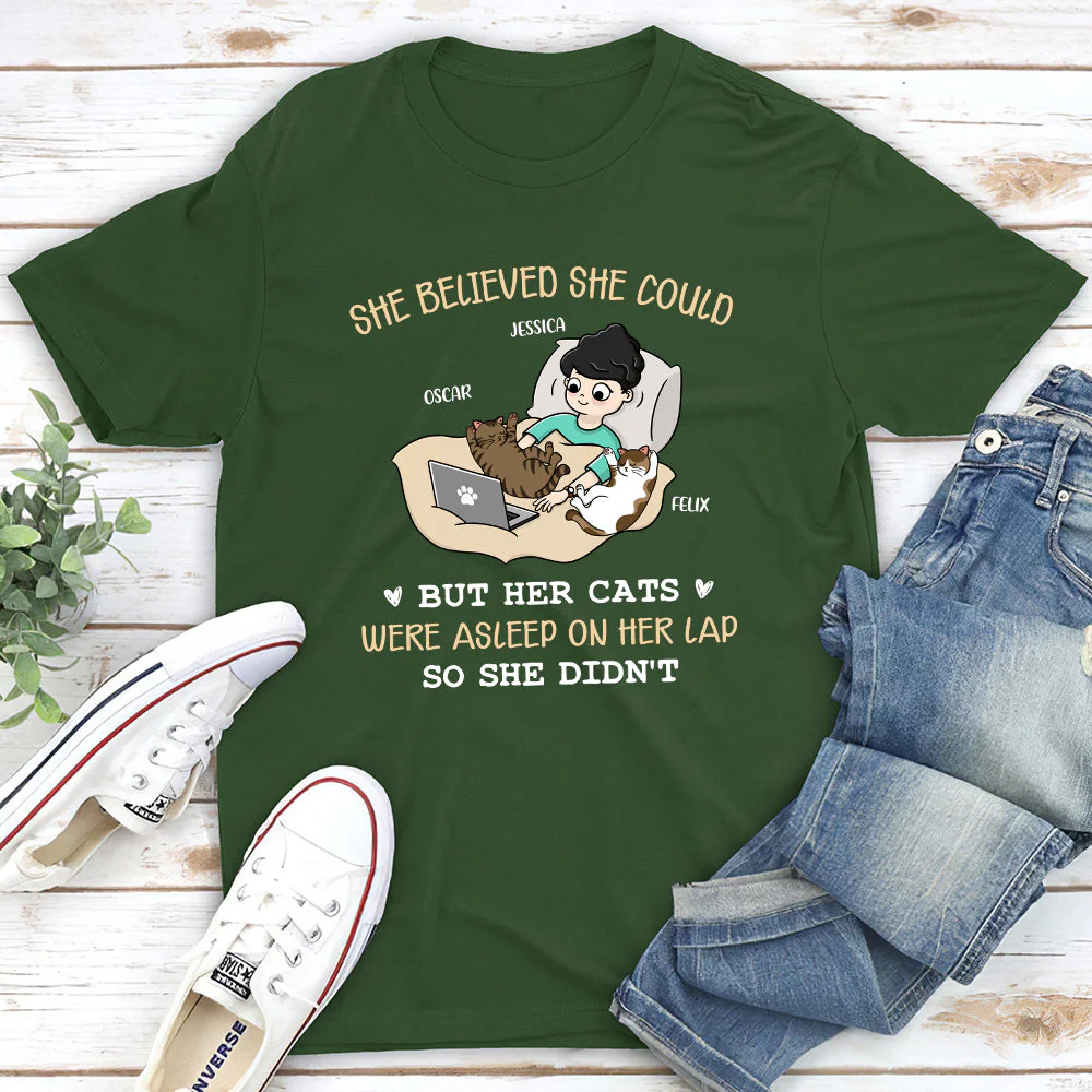 Her Cat Was Asleep - Personalized Custom Unisex T-shirt - Image 3