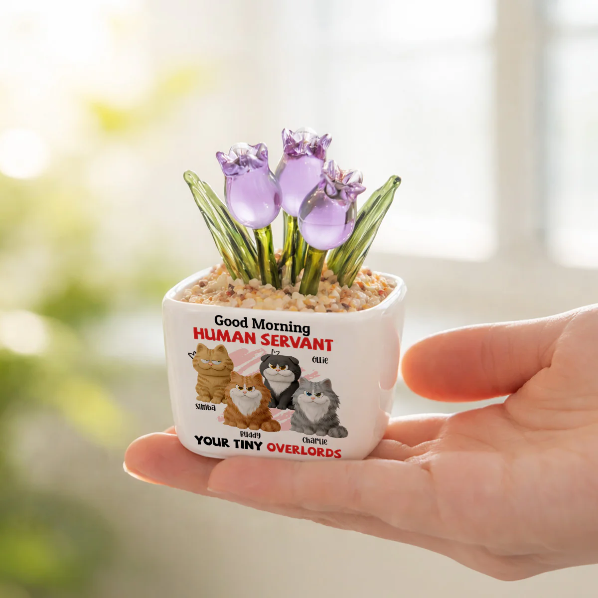 Here For You Servant - Personalized Custom Glass Everlasting Tulips - Image 2