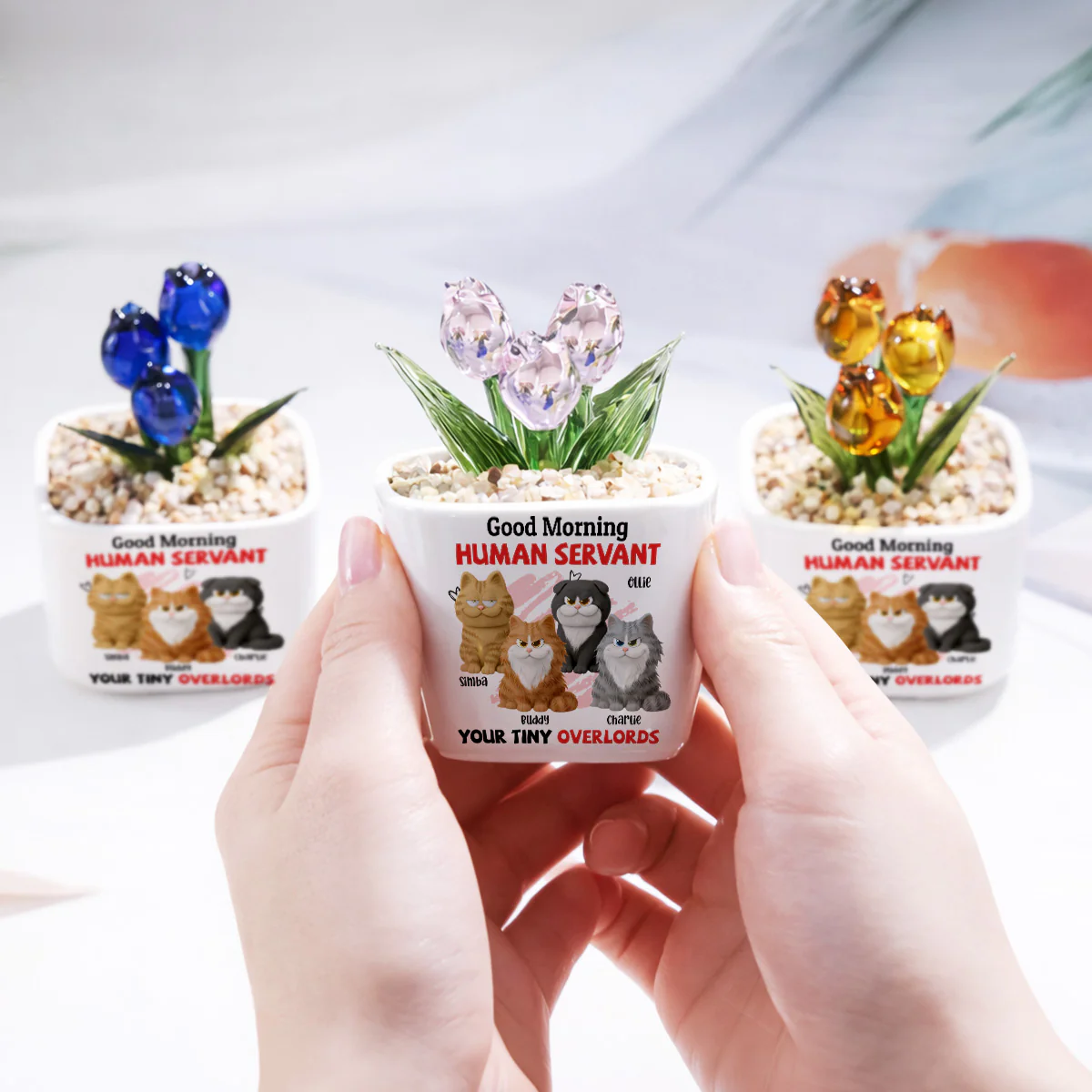 Here For You Servant - Personalized Custom Glass Everlasting Tulips - Image 3