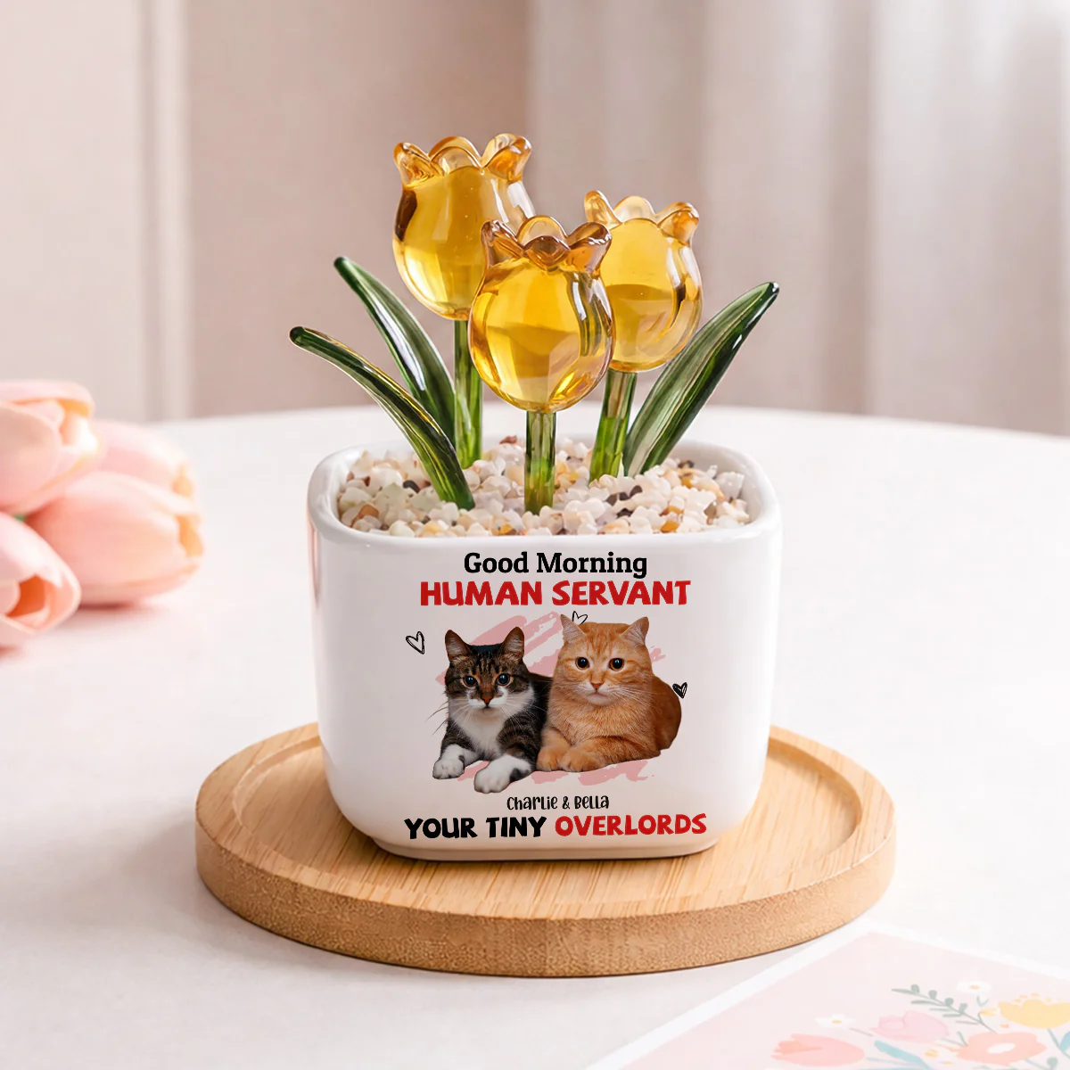 Here For You Servant Photo - Personalized Custom Glass Everlasting Tulips