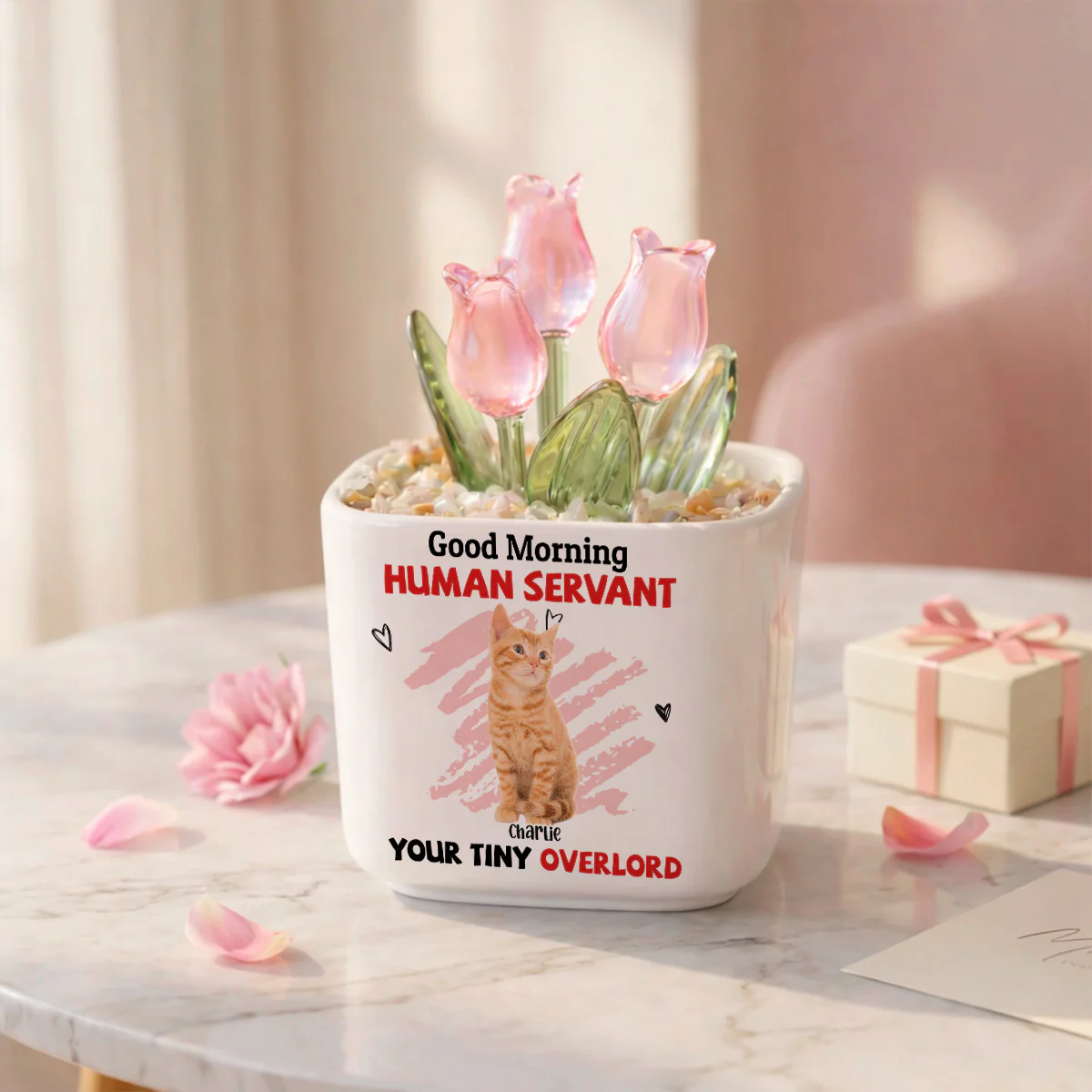 Here For You Servant Photo - Personalized Custom Glass Everlasting Tulips - Image 2