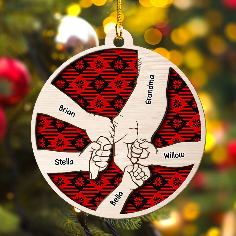 Hold Grandma Hand - Personalized Custom 1-layered Wood Ornament