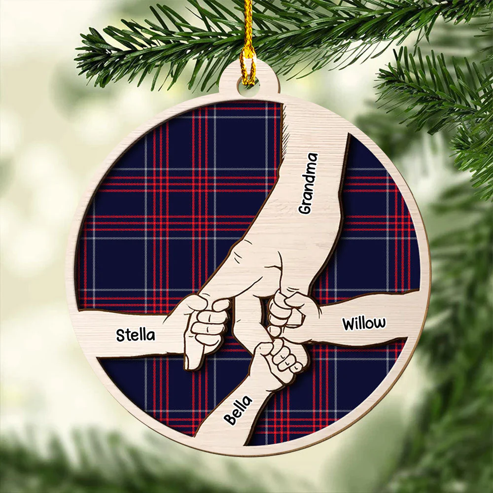 Hold Grandma Hand - Personalized Custom 1-layered Wood Ornament - Image 3