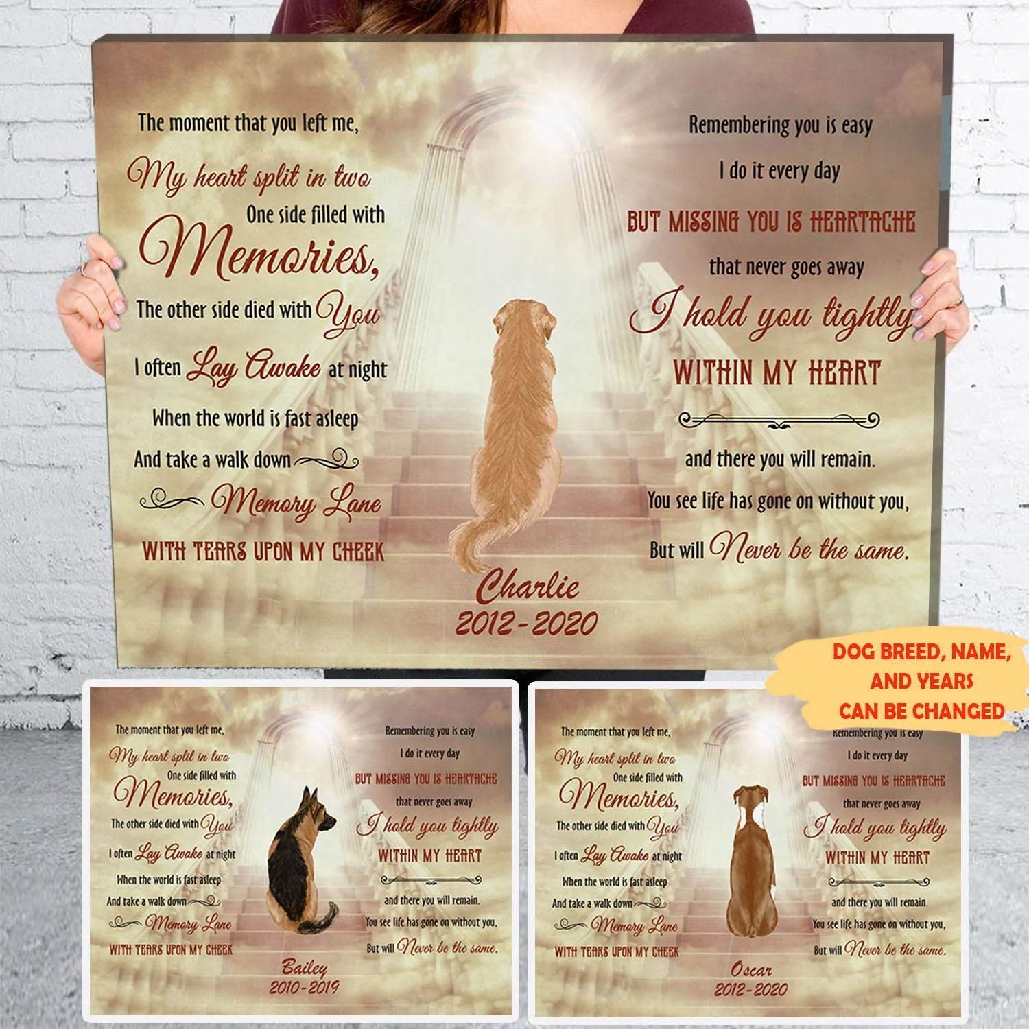 Hold You Tightly - Personalized Custom Canvas - Memorial Dog Gifts
