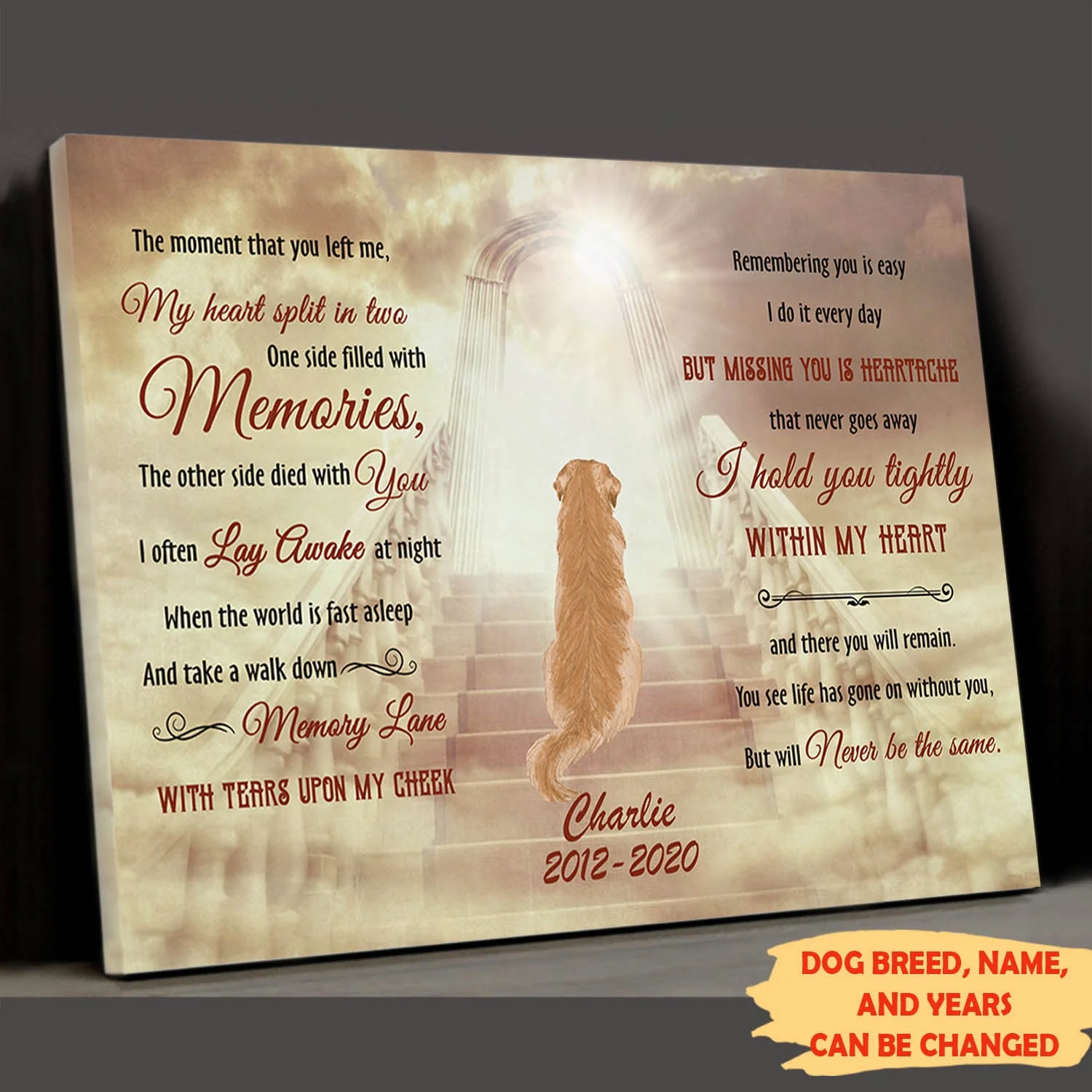 Hold You Tightly - Personalized Custom Canvas - Memorial Dog Gifts - Image 2