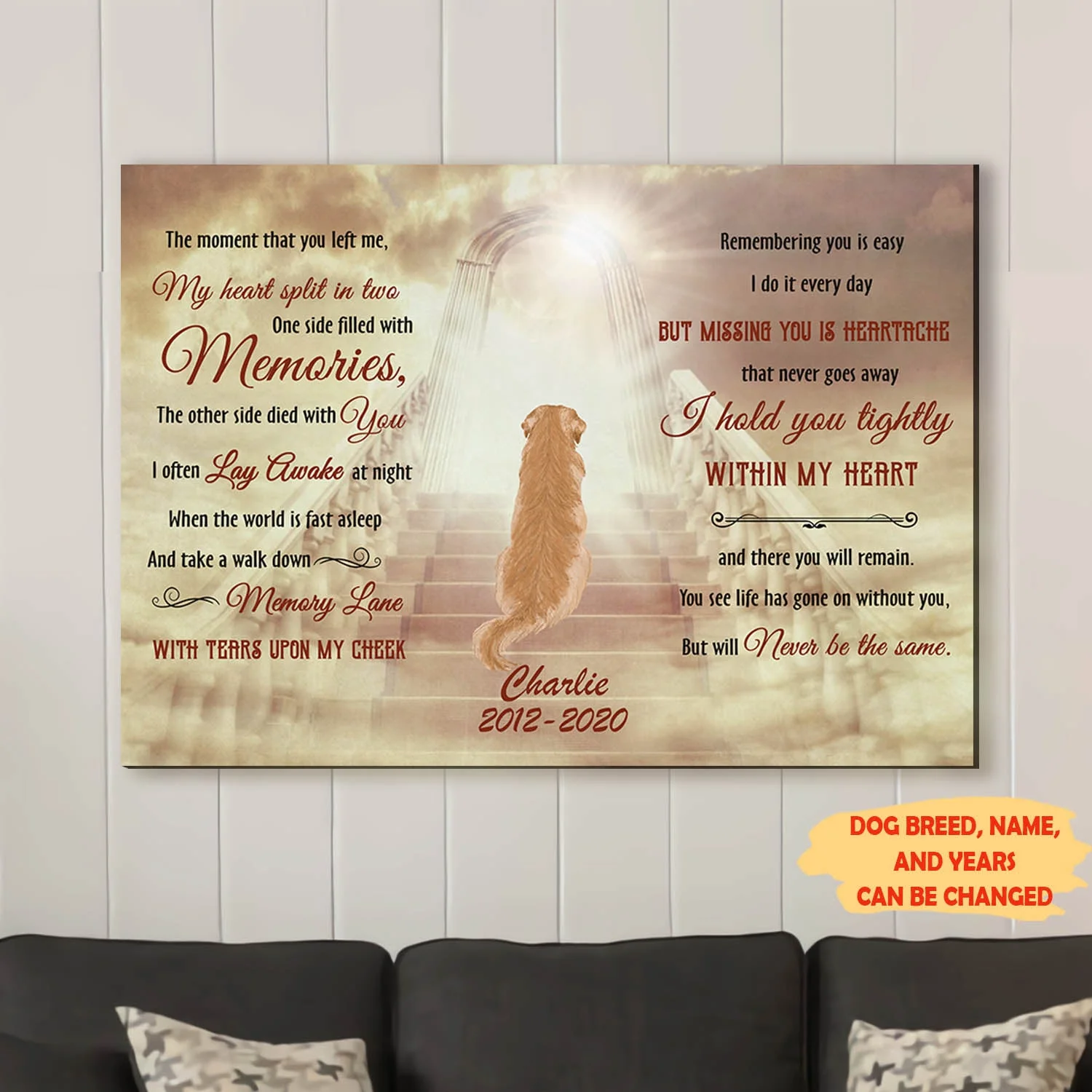 Hold You Tightly - Personalized Custom Canvas - Memorial Dog Gifts - Image 4