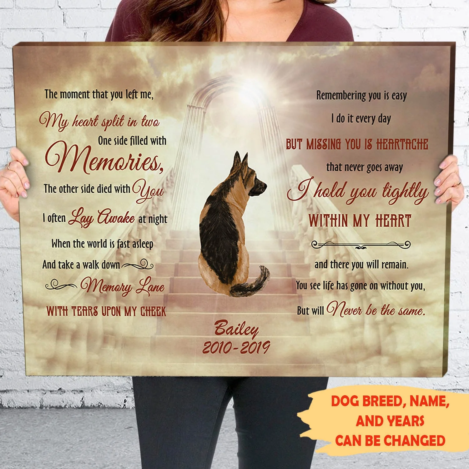 Hold You Tightly - Personalized Custom Canvas - Memorial Dog Gifts - Image 5