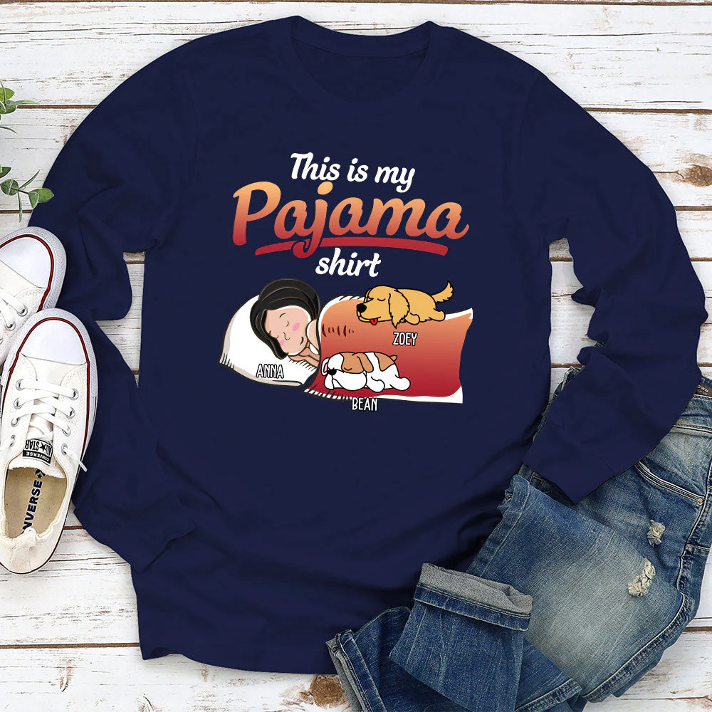 Holiday Pawjama With Dog - Personalized Custom Long Sleeve T-shirt - Image 2
