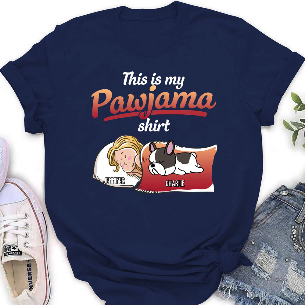 Holiday Pawjama With Dog - Personalized Custom Women's T-shirt - Image 2