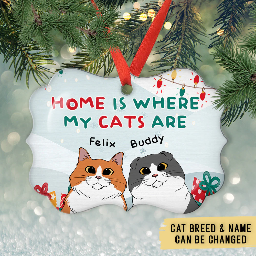 Home Is Where My Cat Is - Personalized Custom Aluminum Ornament - Image 4