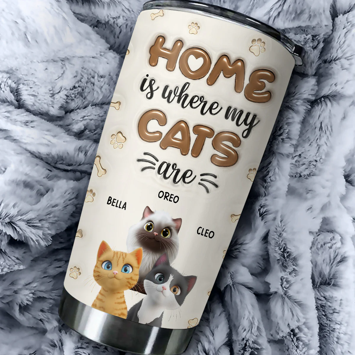 Home Is Where My Cats Are - Personalized Custom 3D Inflated Effect Tumbler - Image 3