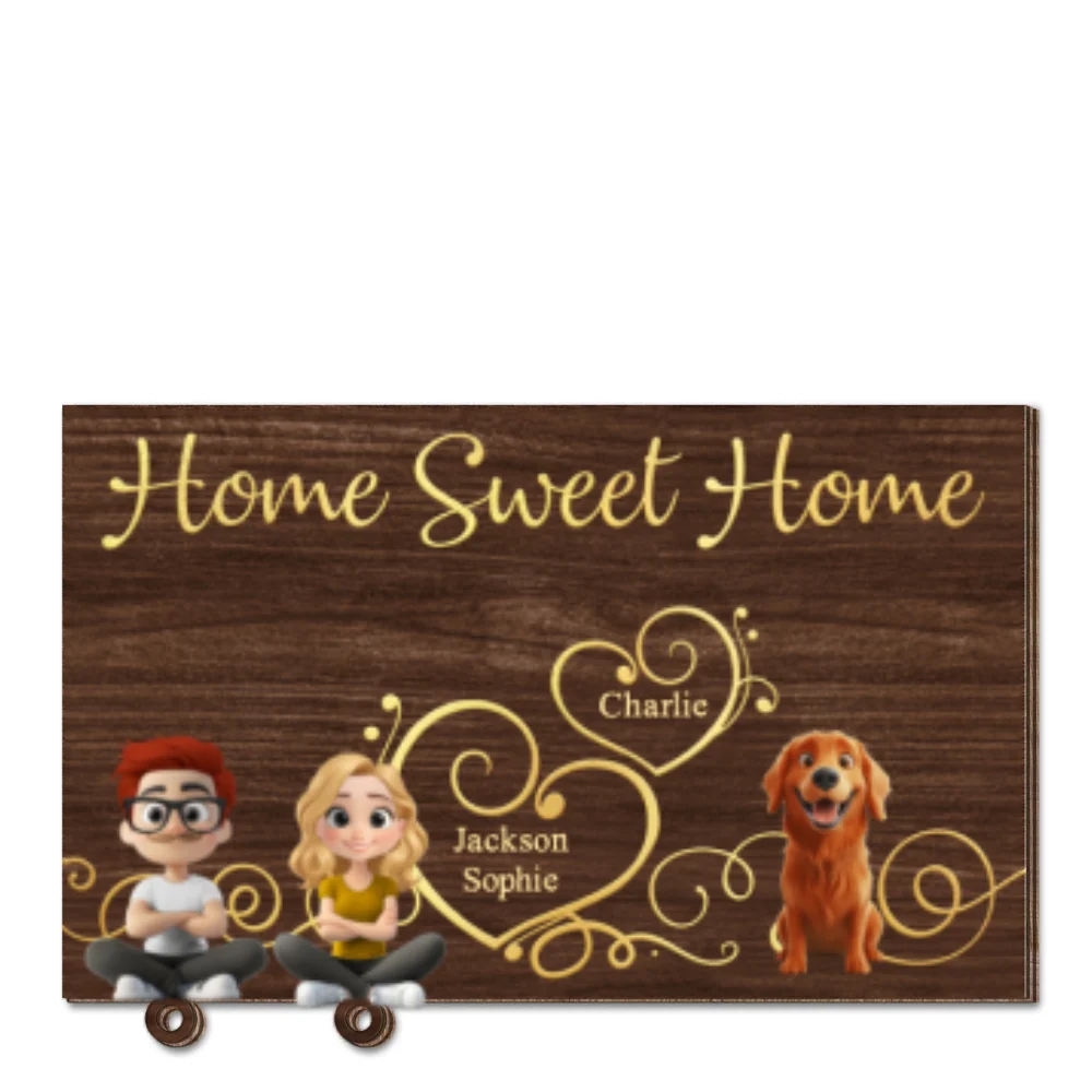 Home Sweet Home - Personalized Custom Wooden Key Holder With Keychain - Image 6