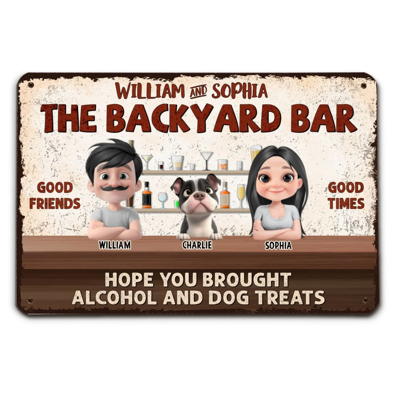 Hope You Brought Alcohol And Dog Treats Couple Husband Wife - Personalized Custom Metal Sign - Image 6