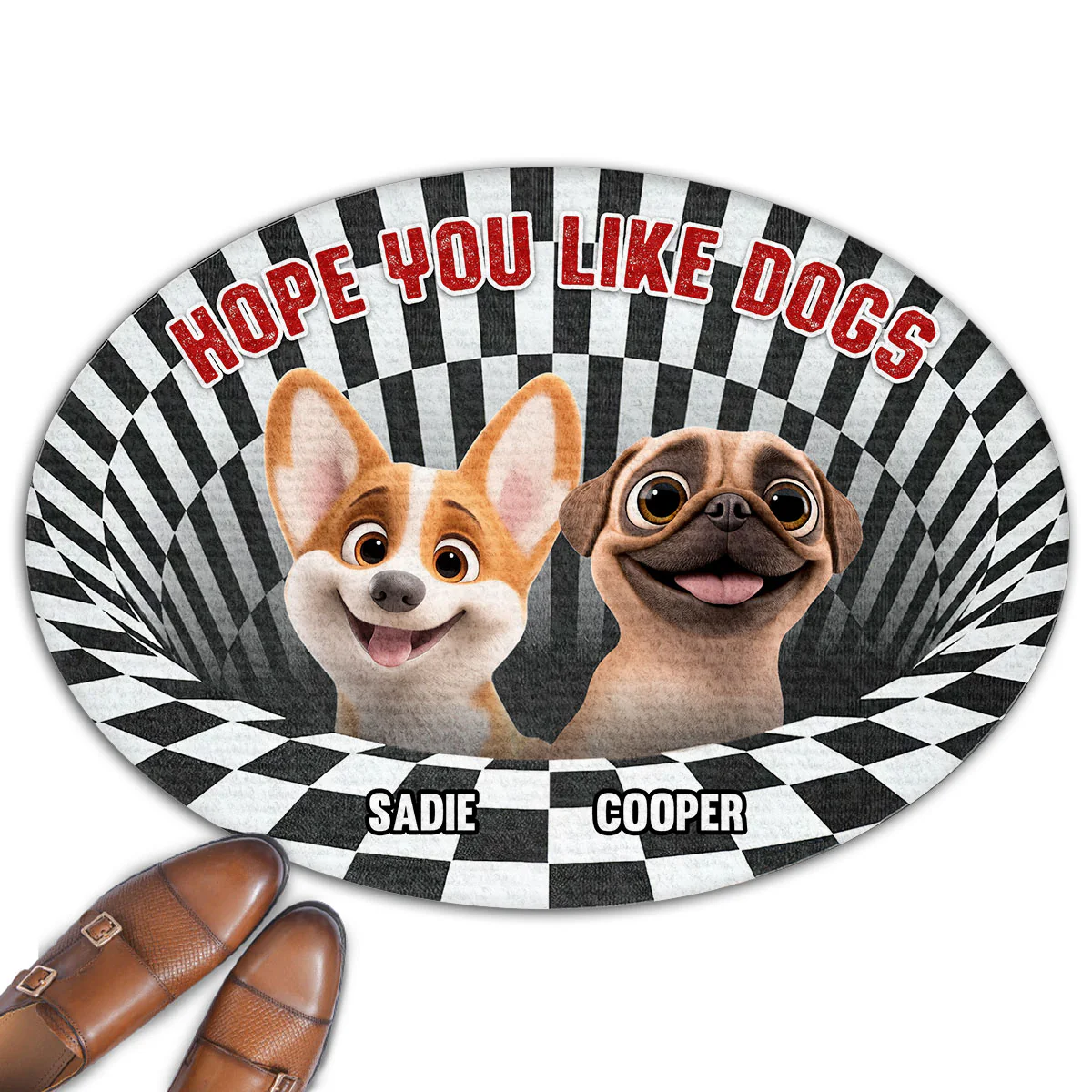 Hope You Like Dogs Cartoon - Personalized Custom Doormat