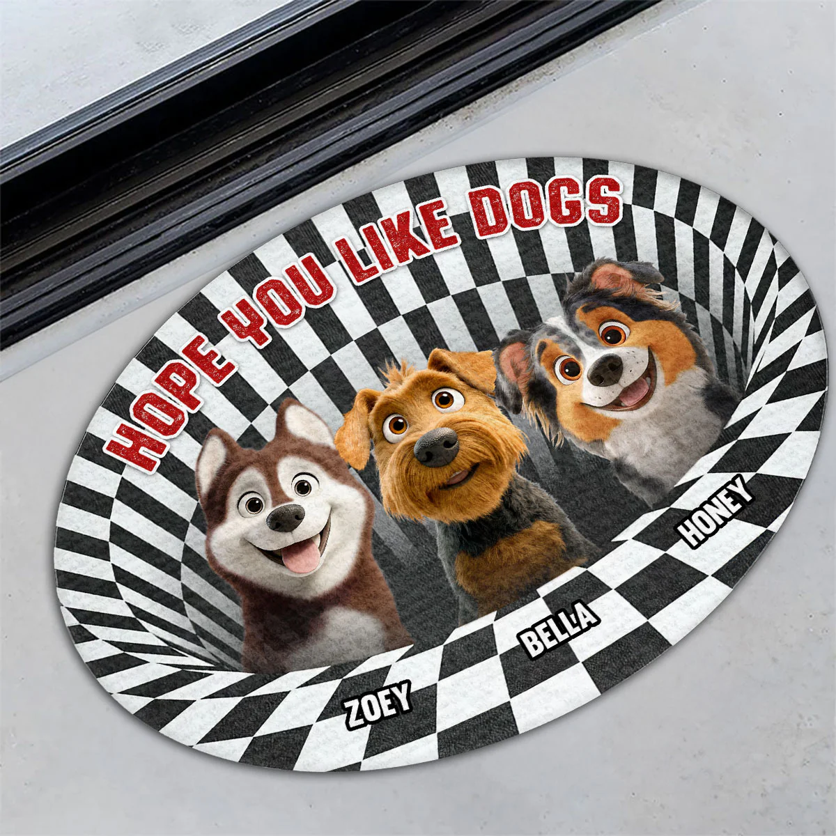 Hope You Like Dogs Cartoon - Personalized Custom Doormat - Image 3