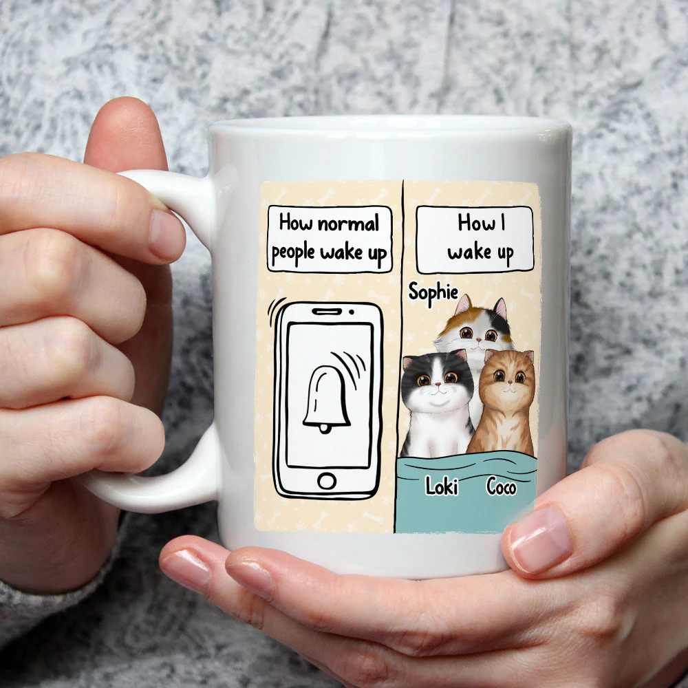 How Cat People Wake Up - Personalized Custom Coffee Mug - Image 3