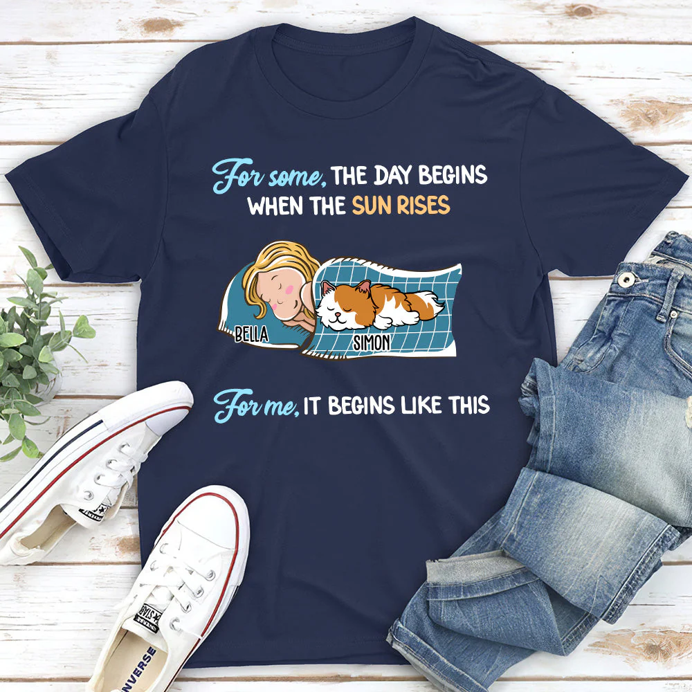 How My Day Begins - Personalized Custom Unisex T-shirt - Image 2