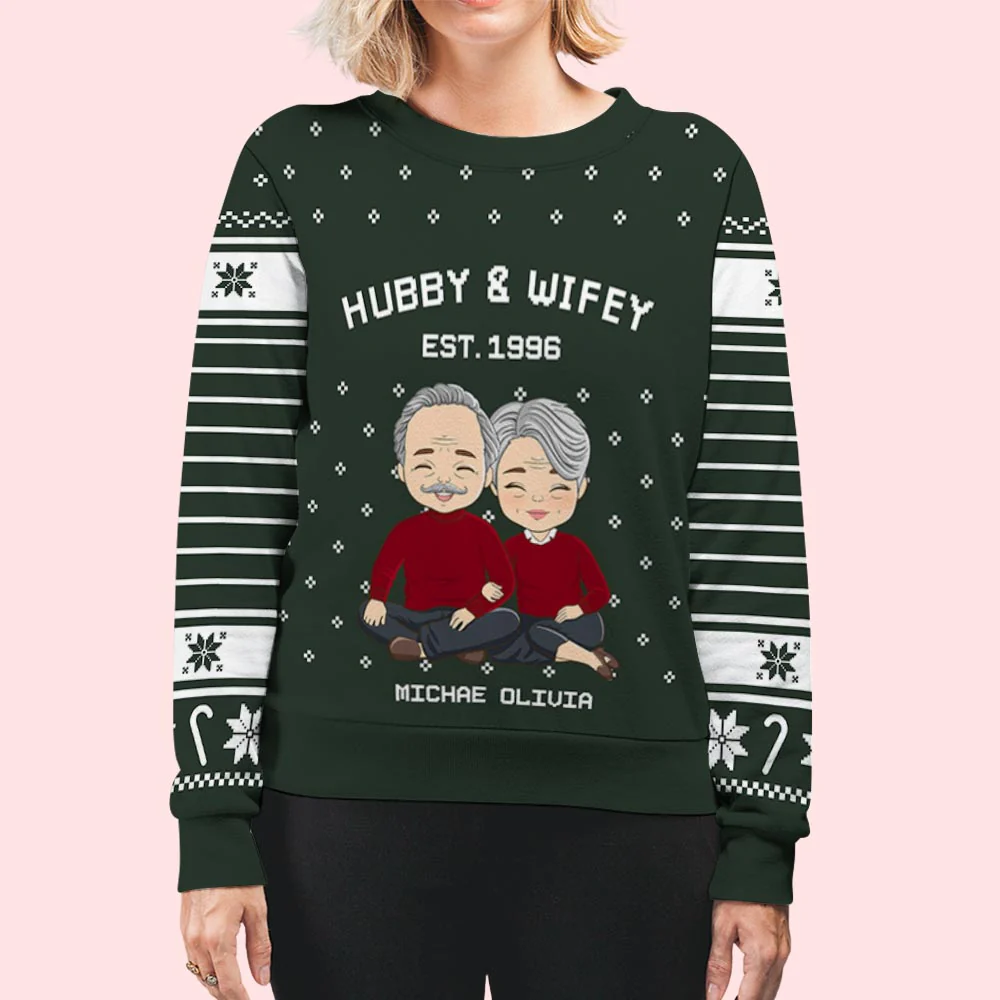 Hubby Wifey - Personalized Custom All-Over-Print Sweatshirt - Image 5