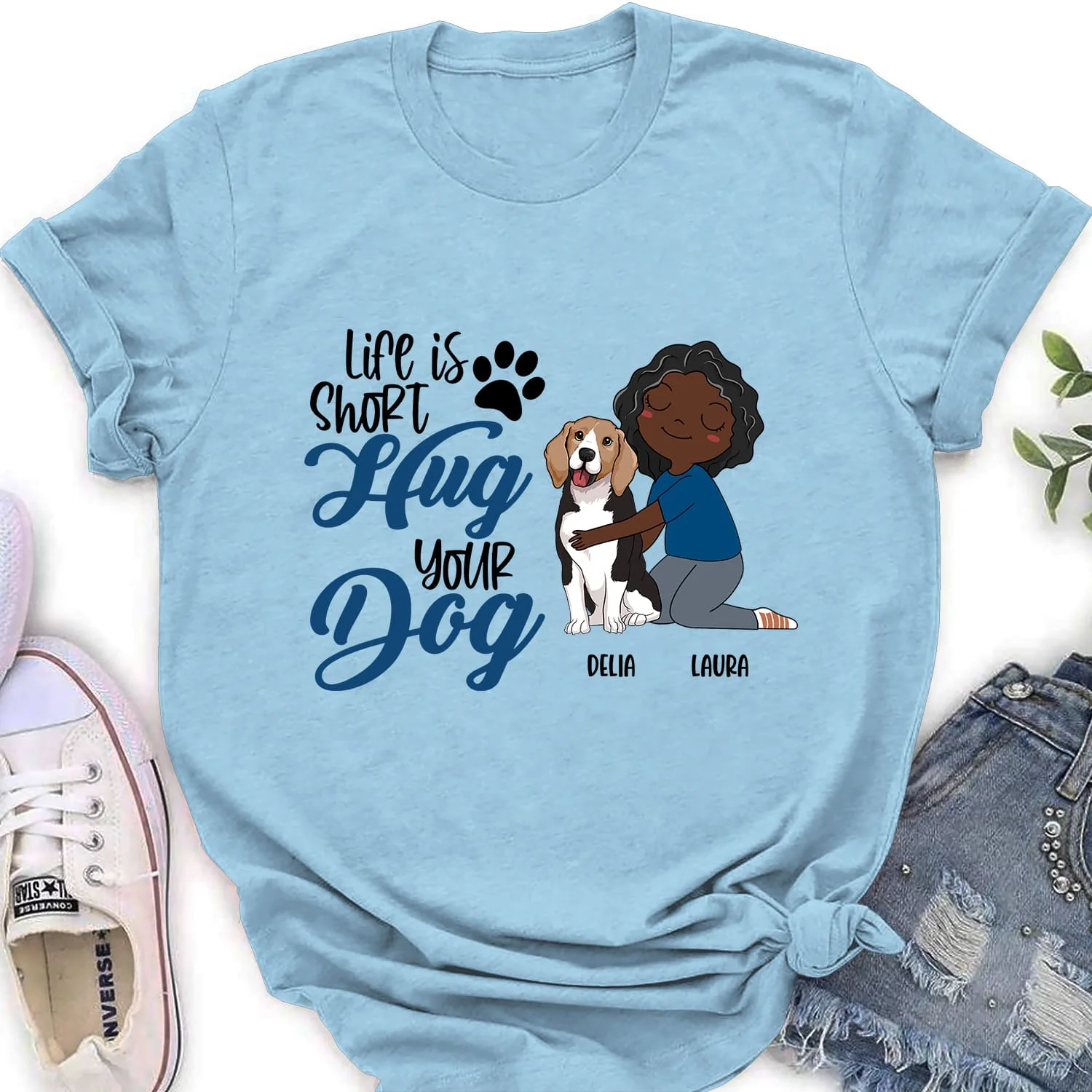 Hug Your Dog - Personalized Custom Women's T-shirt - Image 3