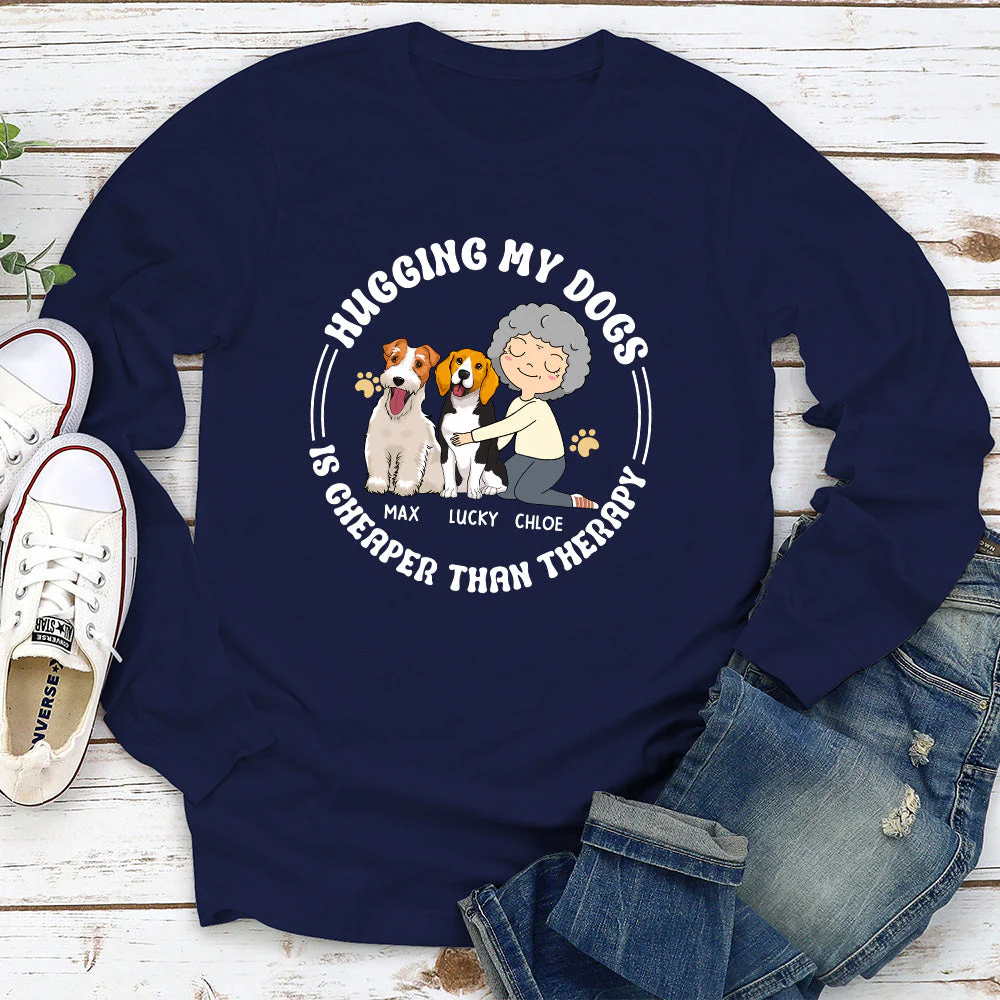 Hugging My Dog - Personalized Custom Long Sleeve T-shirt - Image 2