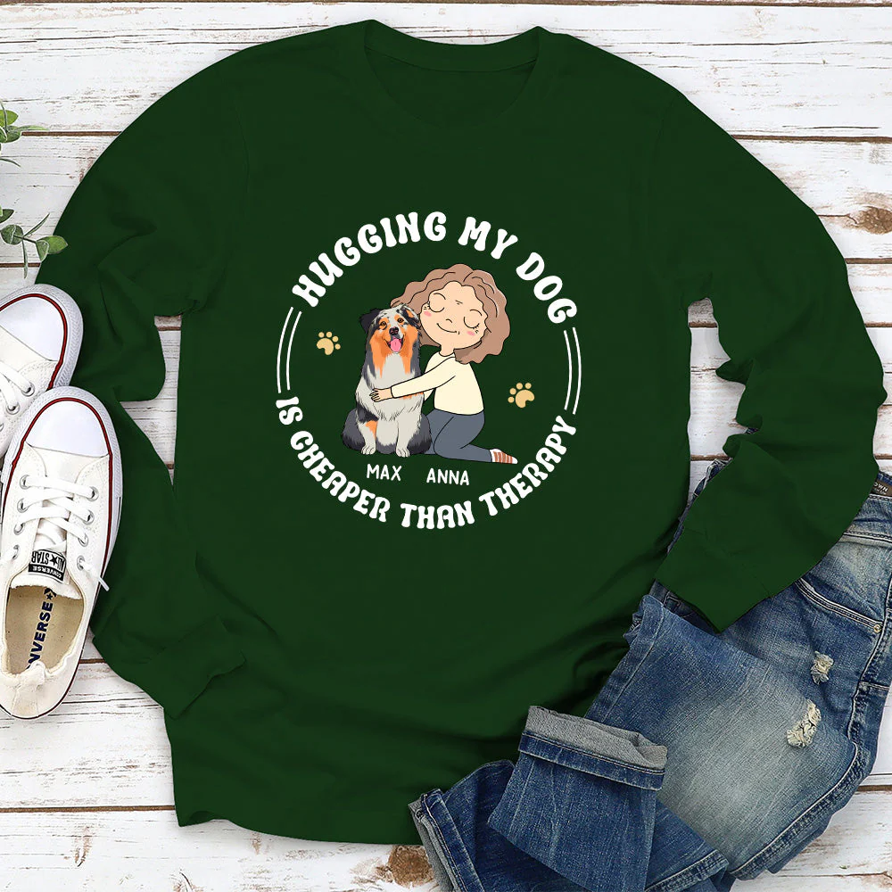 Hugging My Dog - Personalized Custom Long Sleeve T-shirt - Image 3