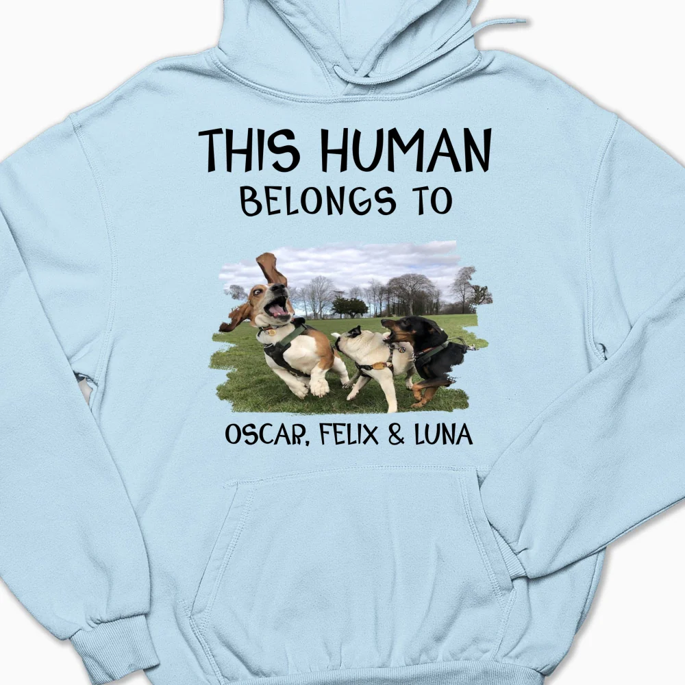 Human And Dog Line Cartoon Photo - Personalized Custom Hoodie - Image 5