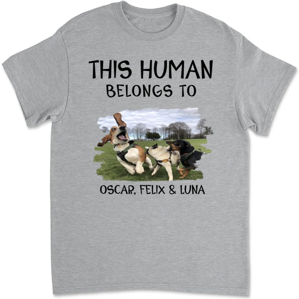 Human And Dog Line Cartoon Photo - Personalized Custom Unisex T-Shirt - Image 7