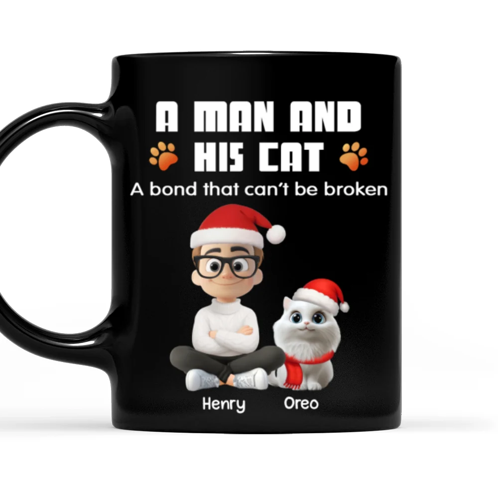 Human And Their Cat Cartoon Christmas - Personalized Custom Coffee Mug - Image 7