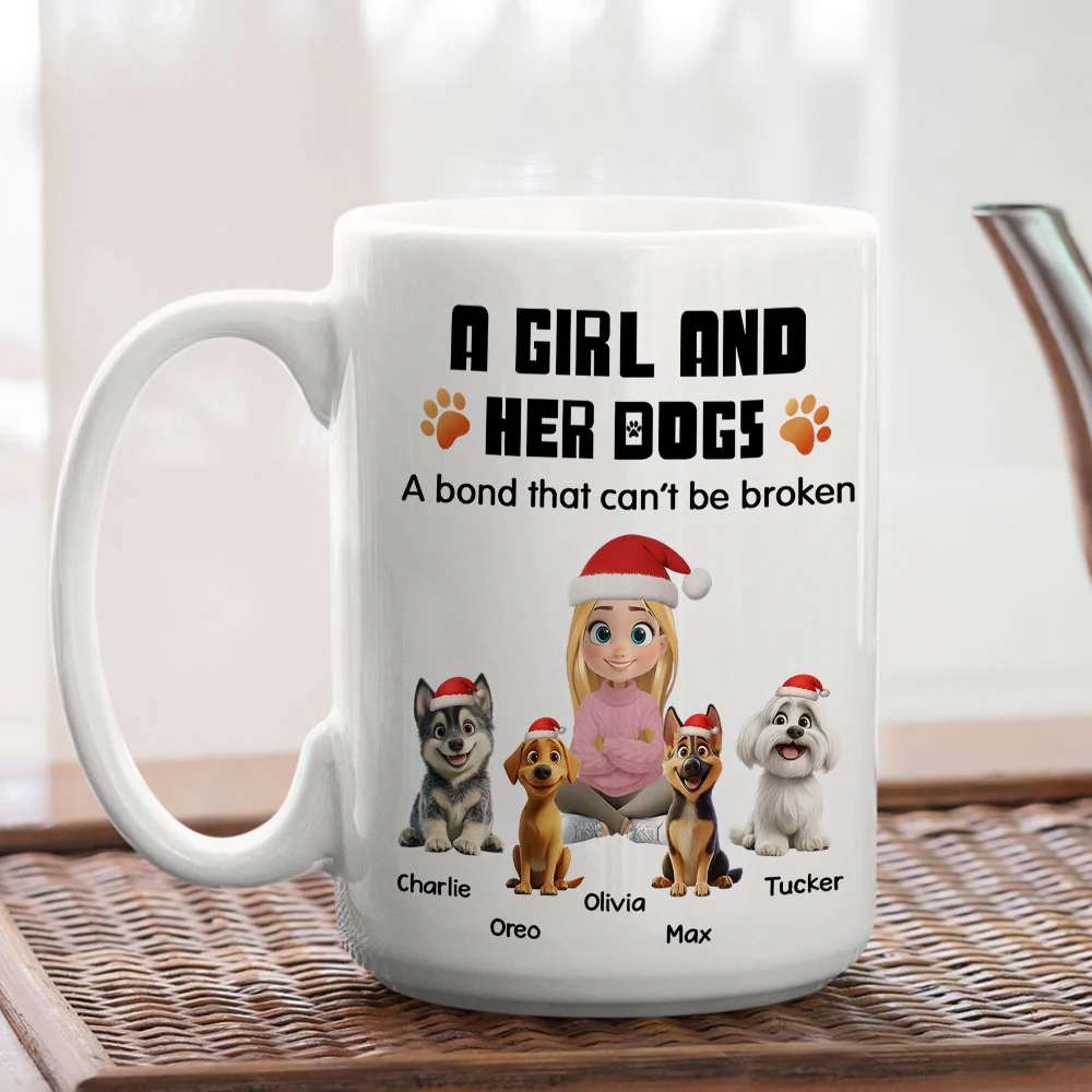 Human And Their Dog Cartoon Christmas Ver White - Personalized Custom Coffee Mug - Image 5