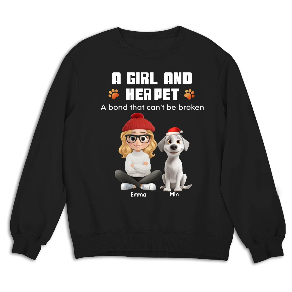 Human And Their Pet Cartoon Christmas - Personalized Custom Sweatshirt - Image 5
