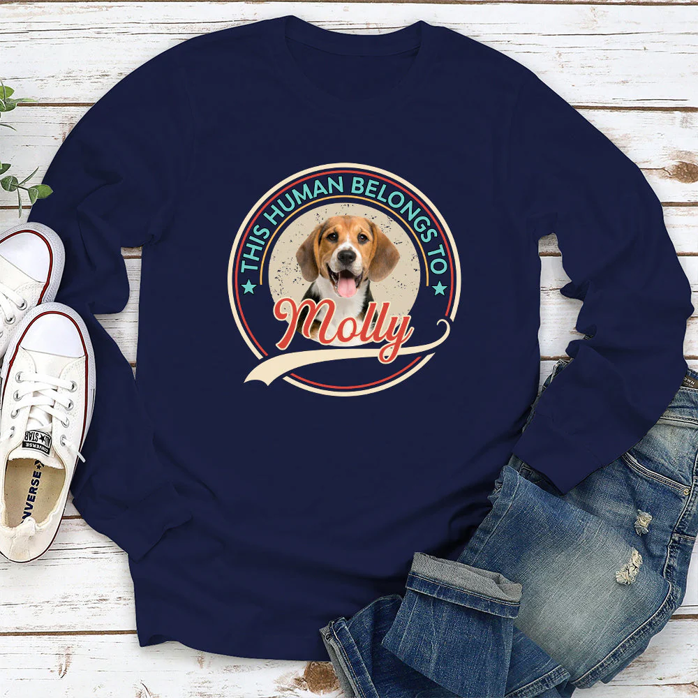 Human Belongs Photo - Personalized Custom Long Sleeve T-shirt - Image 3