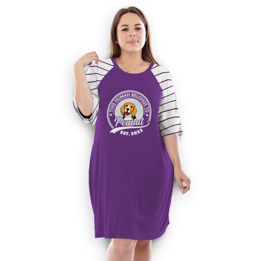 Human Belongs Stripped - Personalized Custom 3/4 Sleeve Dress - Image 4