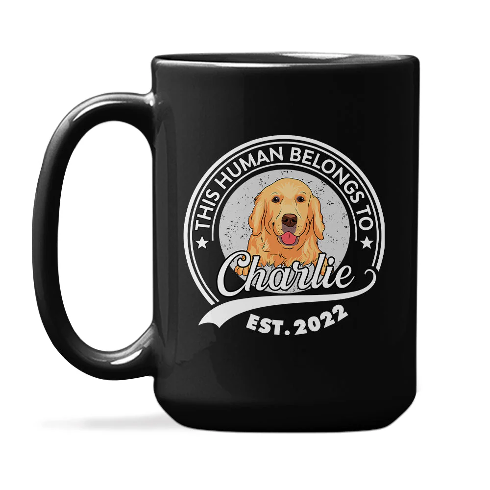 Human Belongs To Dog 2 - Personalized Custom Coffee Mug - Image 2