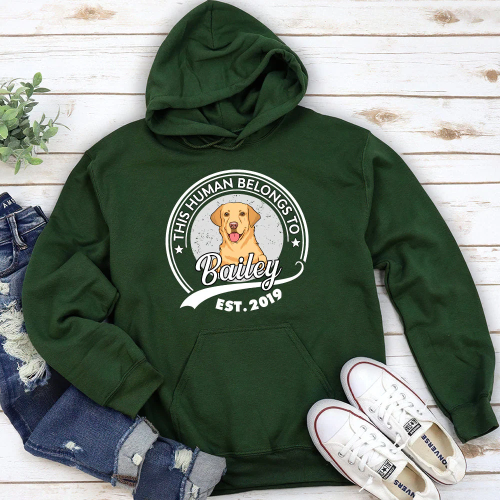 Human Belongs To Dog Version 2 - Personalized Custom Hoodie - Image 4