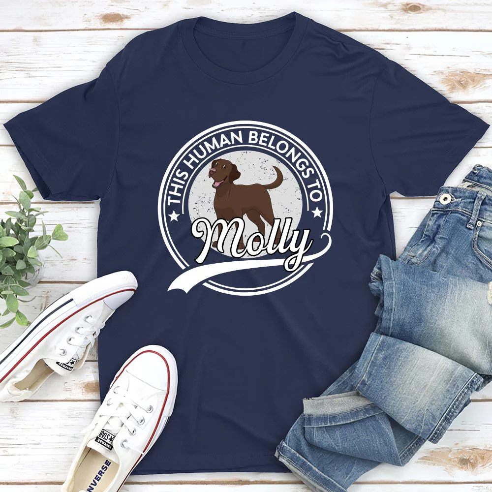 Human Belongs To Dog Cartoon - Personalized Custom Unisex T-shirt - Image 5