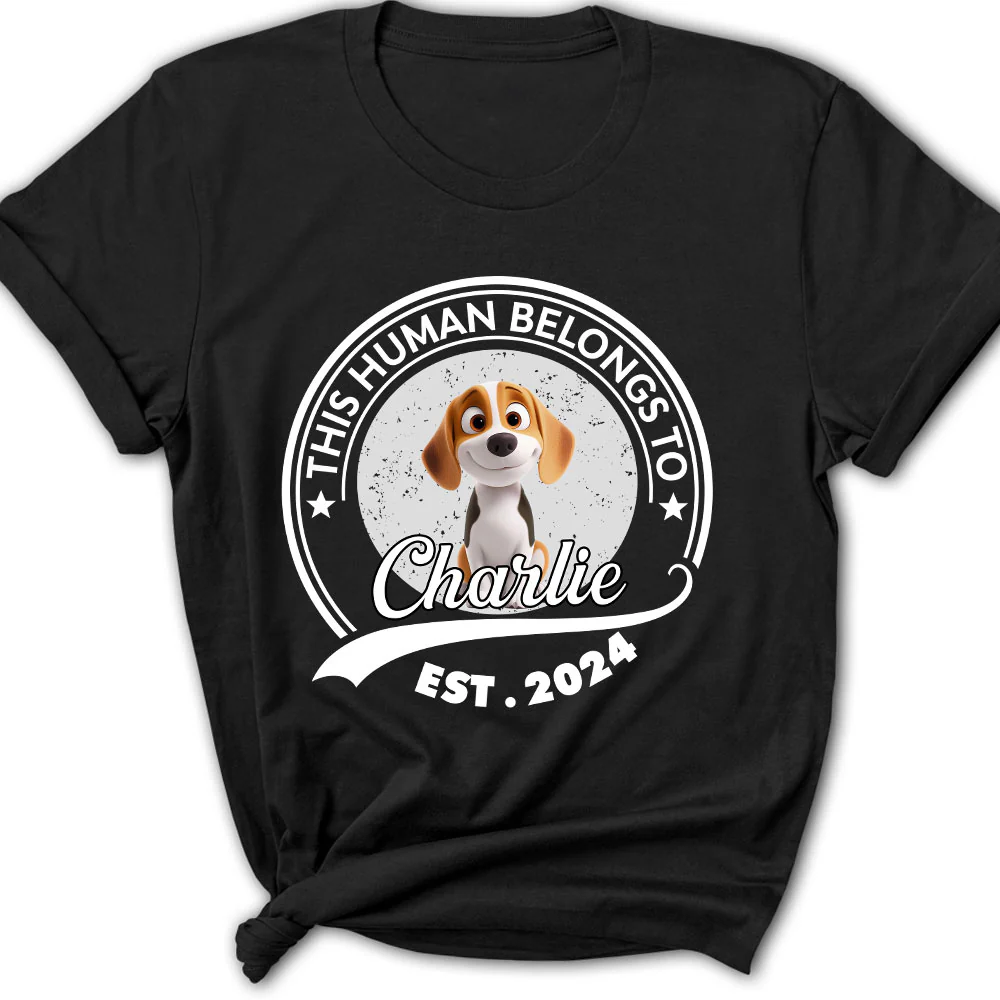 Human Belongs To Dog Cartoon - Personalized Custom Women's T-Shirt