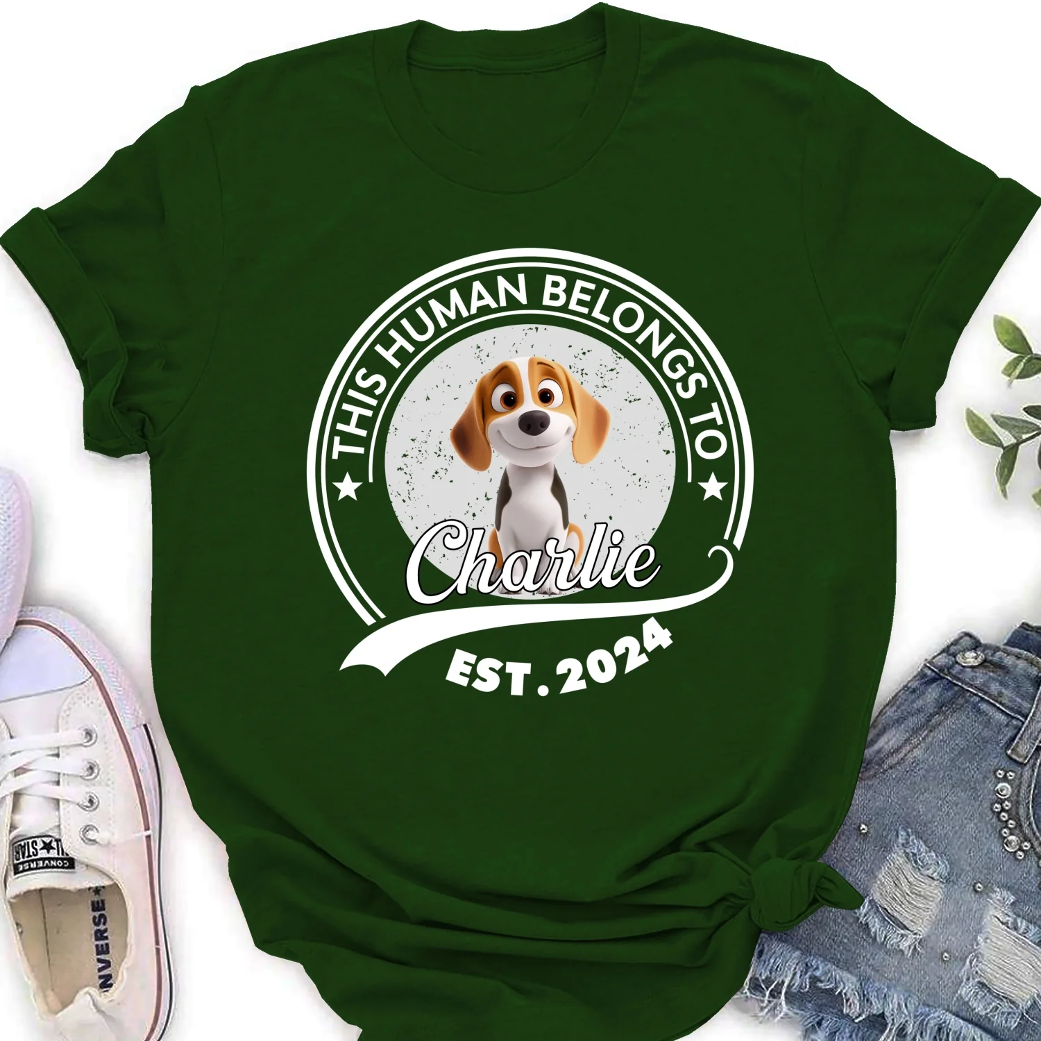 Human Belongs To Dog Cartoon - Personalized Custom Women's T-Shirt - Image 10