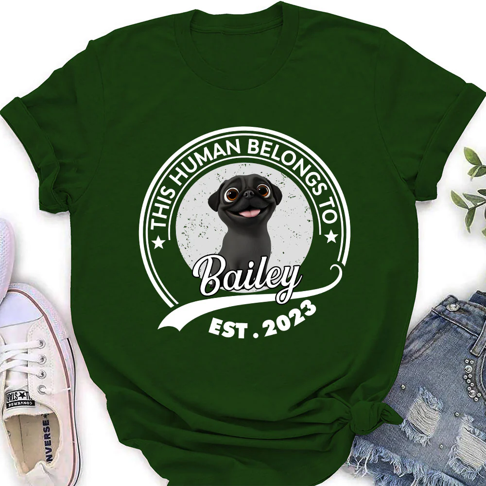 Human Belongs To Dog Cartoon - Personalized Custom Women's T-Shirt - Image 4