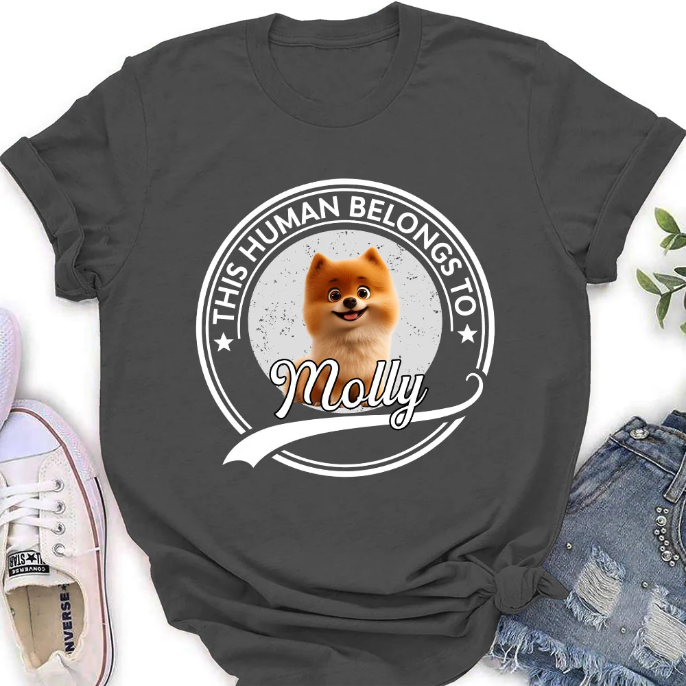 Human Belongs To Dog Cartoon - Personalized Custom Women's T-Shirt - Image 5