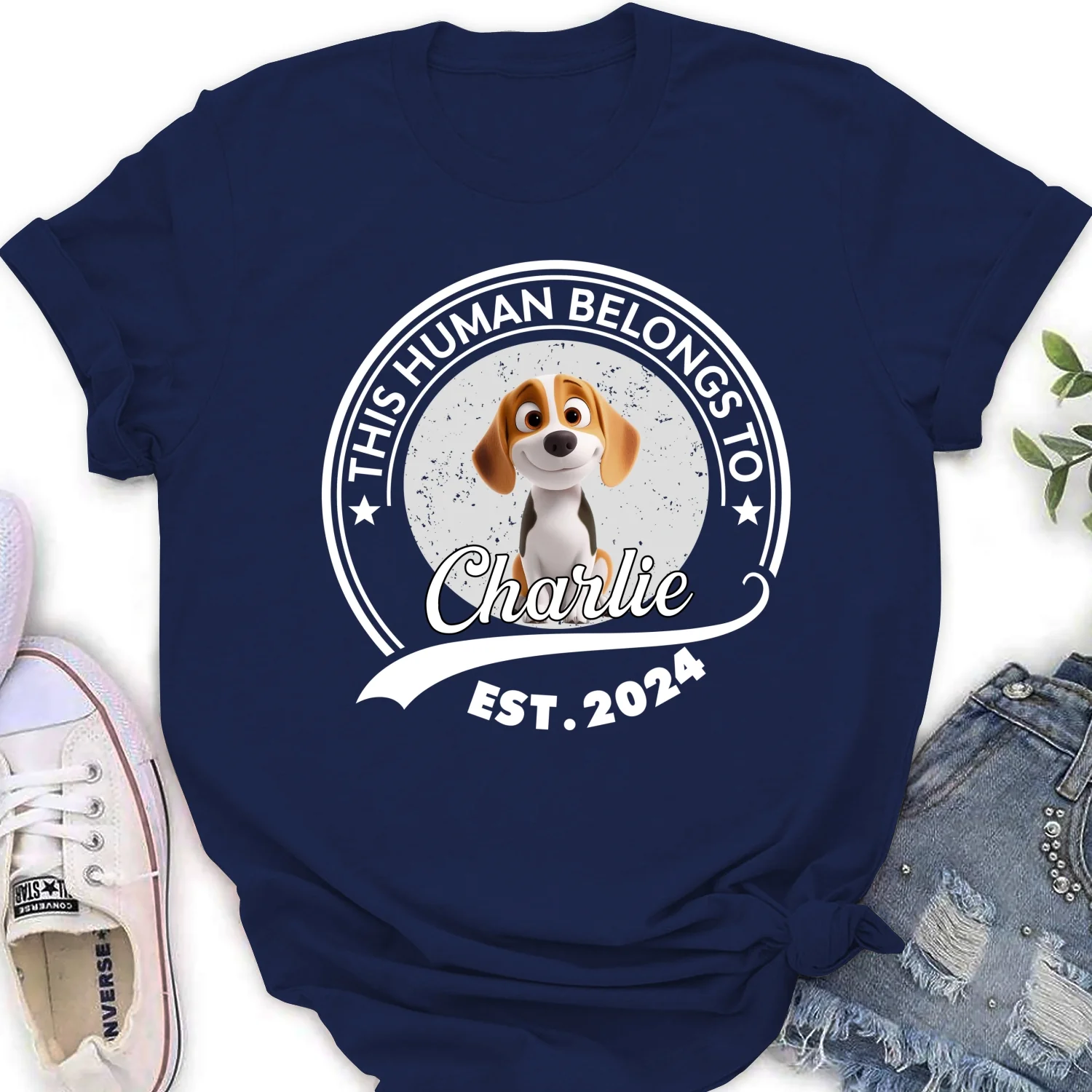 Human Belongs To Dog Cartoon - Personalized Custom Women's T-Shirt - Image 7