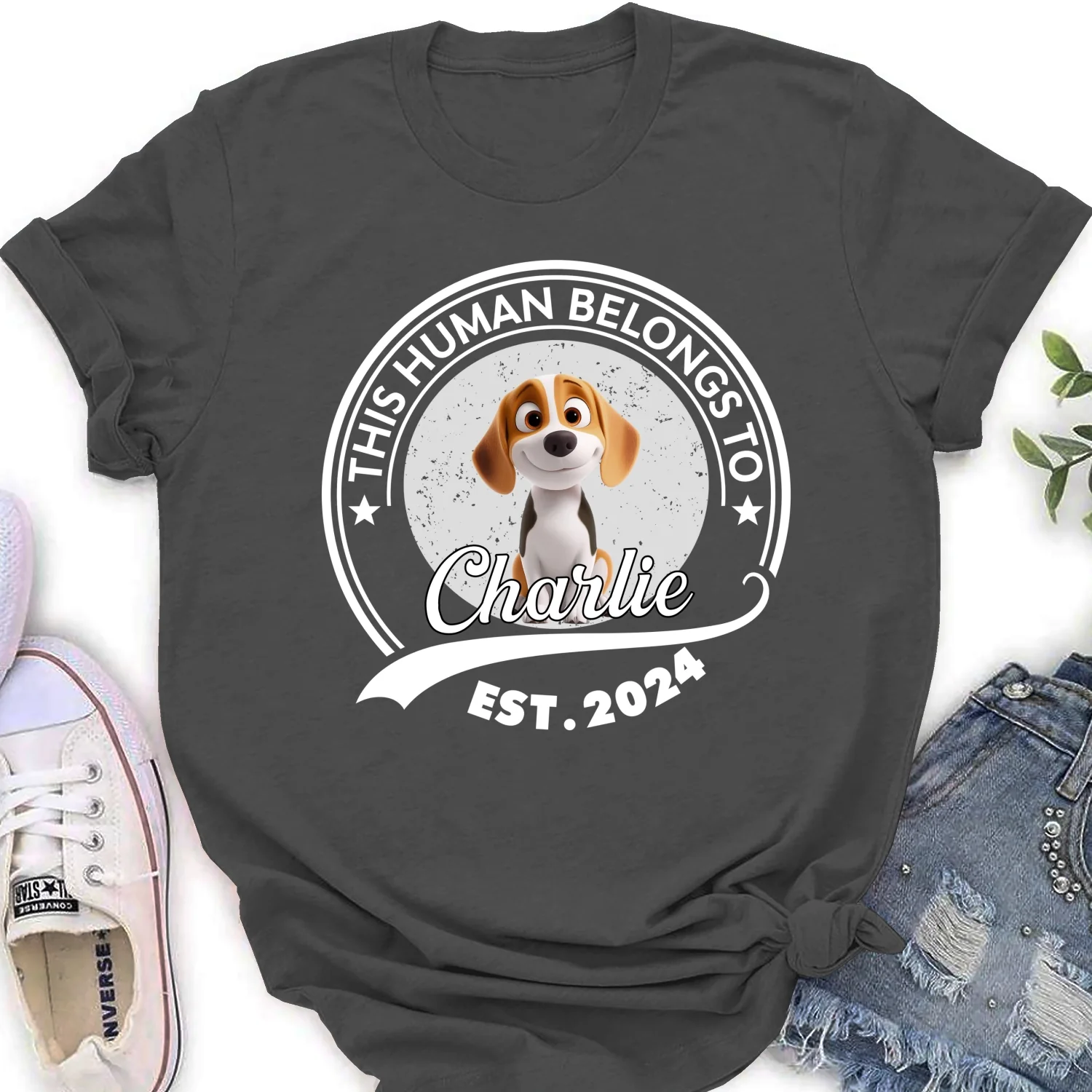 Human Belongs To Dog Cartoon - Personalized Custom Women's T-Shirt - Image 9