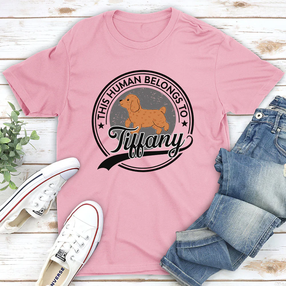 Human Belongs To Dog (Light Ver.) - Personalized Custom Unisex T-shirt - Image 4