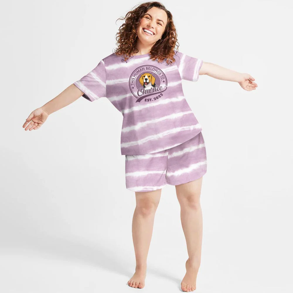 Human Belongs To Dog - Personalized Custom Short Pajama Set - Image 4