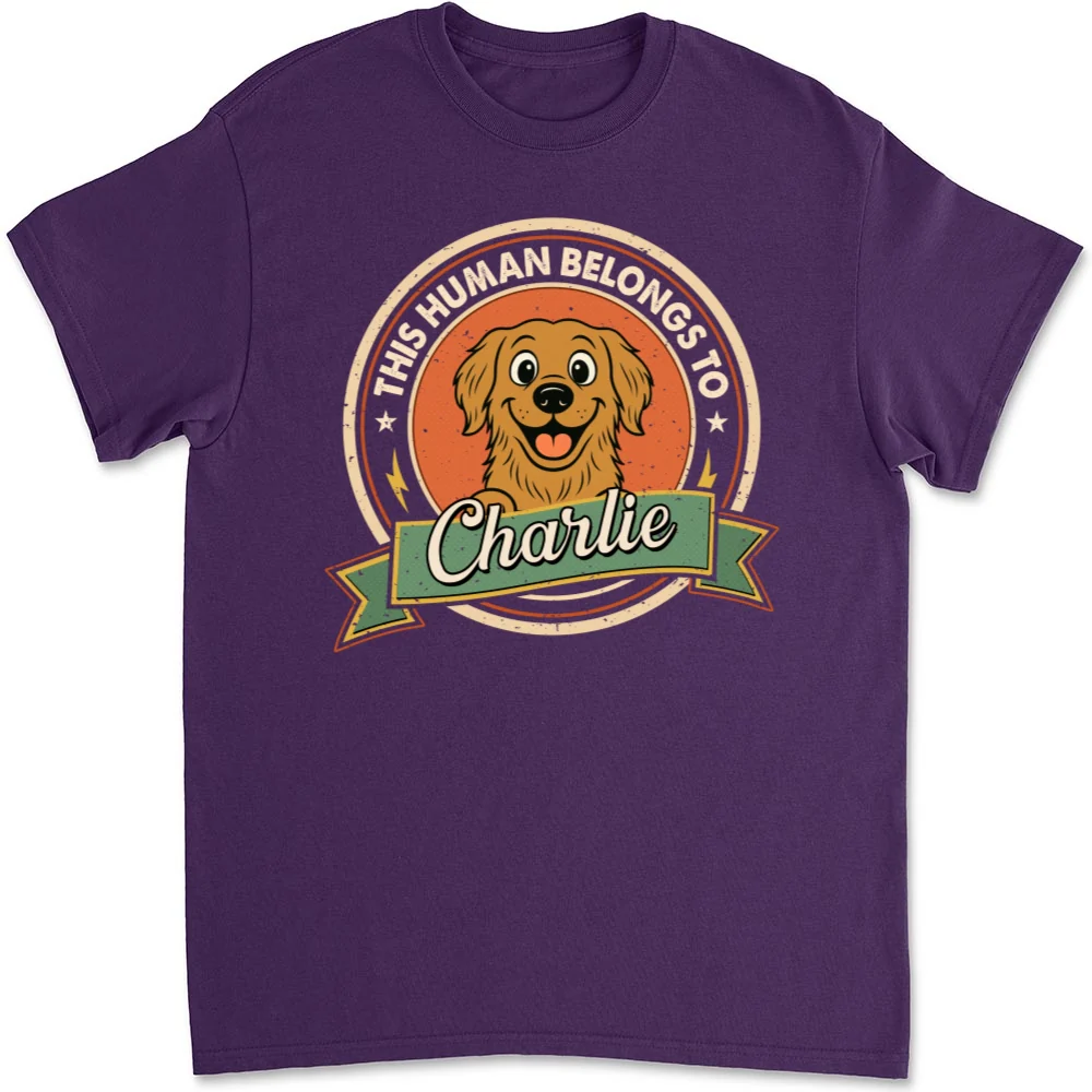 Human Belongs To Dog Retro - Personalized Custom Unisex T-Shirt - Image 9