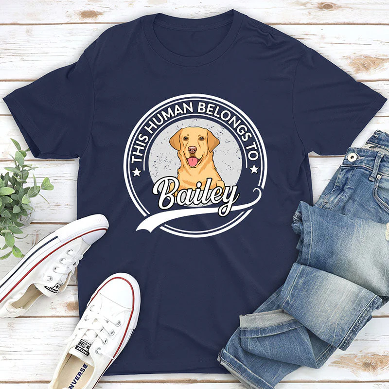 Human Belongs To Dog Version 2 - Personalized Custom Fluorescent T-shirt - Image 3