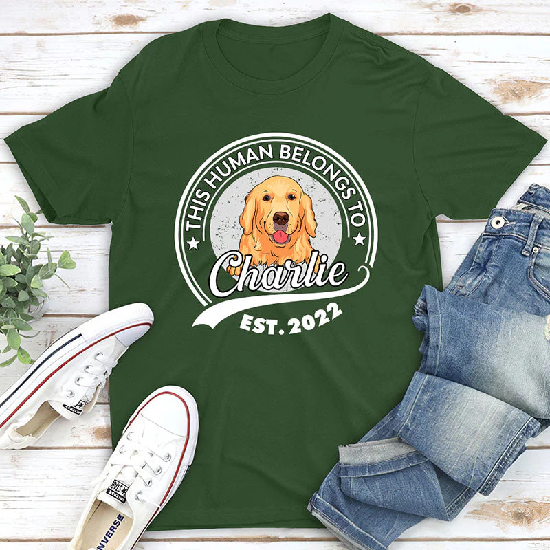 Human Belongs To Dog Version 2 - Personalized Custom Fluorescent T-shirt - Image 4