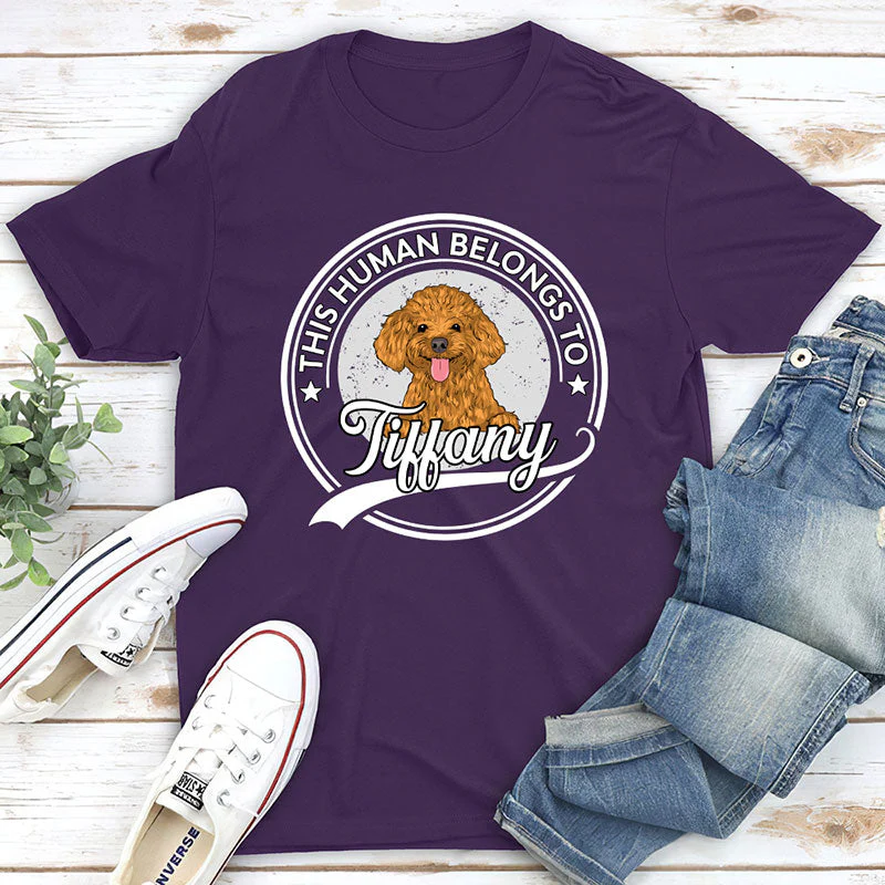 Human Belongs To Dog Version 2 - Personalized Custom Fluorescent T-shirt - Image 6