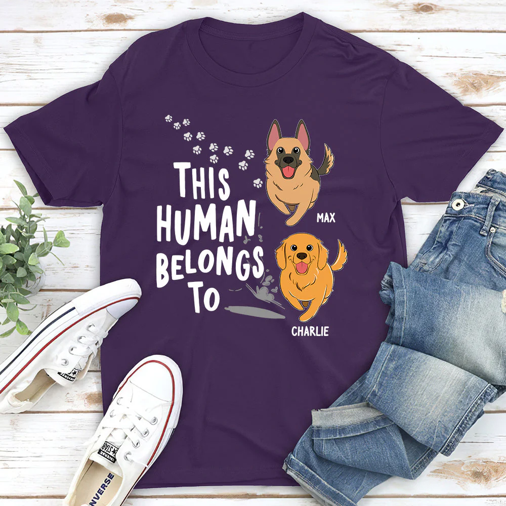 Human Belongs To Dogs - Personalized Custom Unisex T-shirt - Image 2