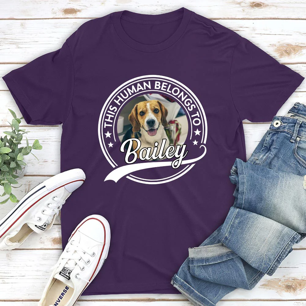 Human Belongs To Photo - Personalized Custom Unisex T-shirt - Image 4